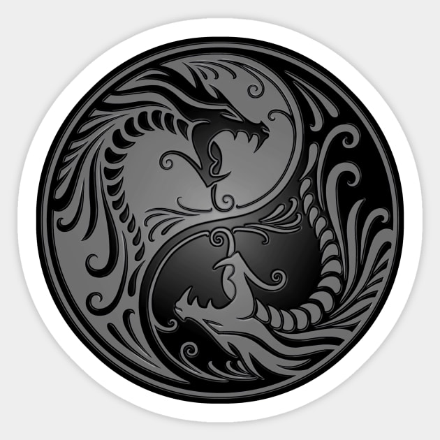 Gray and Black Yin Yang Dragons Sticker by jeffbartels